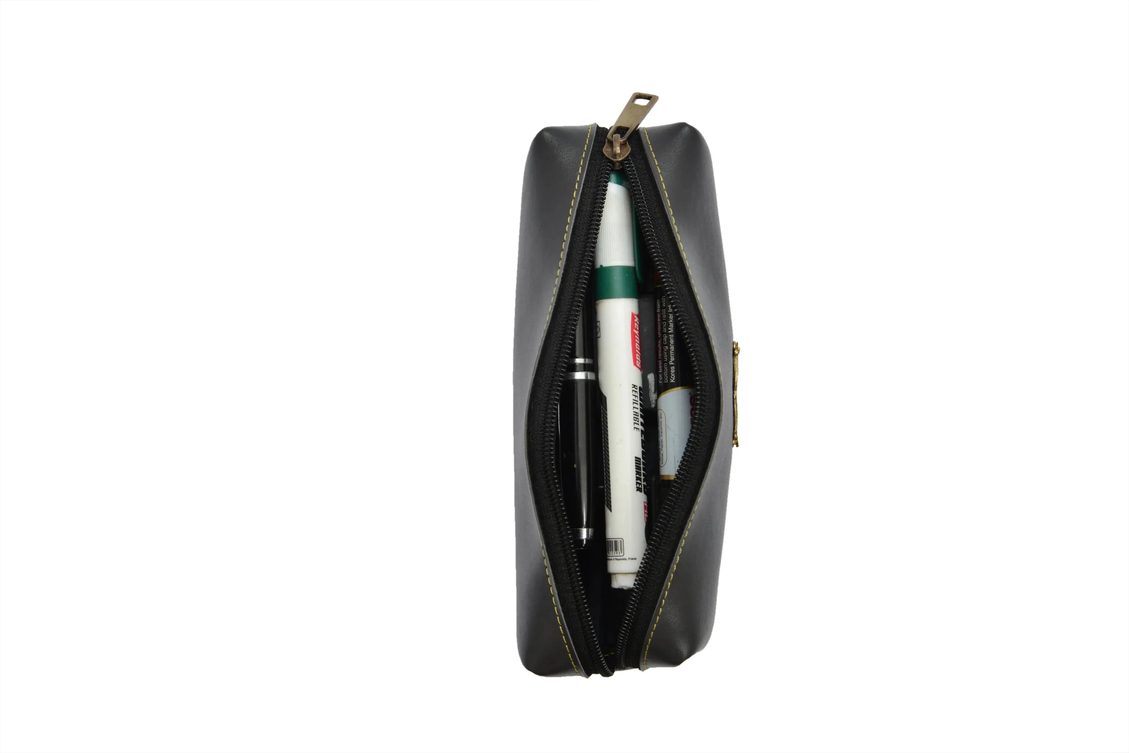 Personalized Vegan Leather Unisex Pencil Pouch - Grey