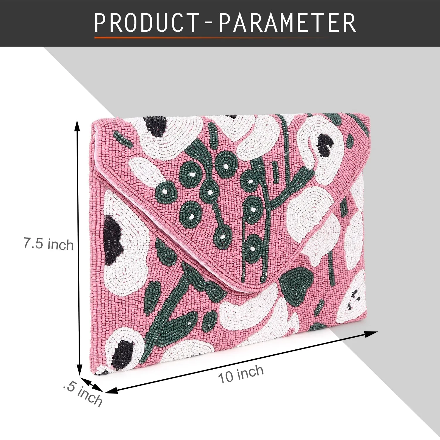 Pink beaded clutch bag