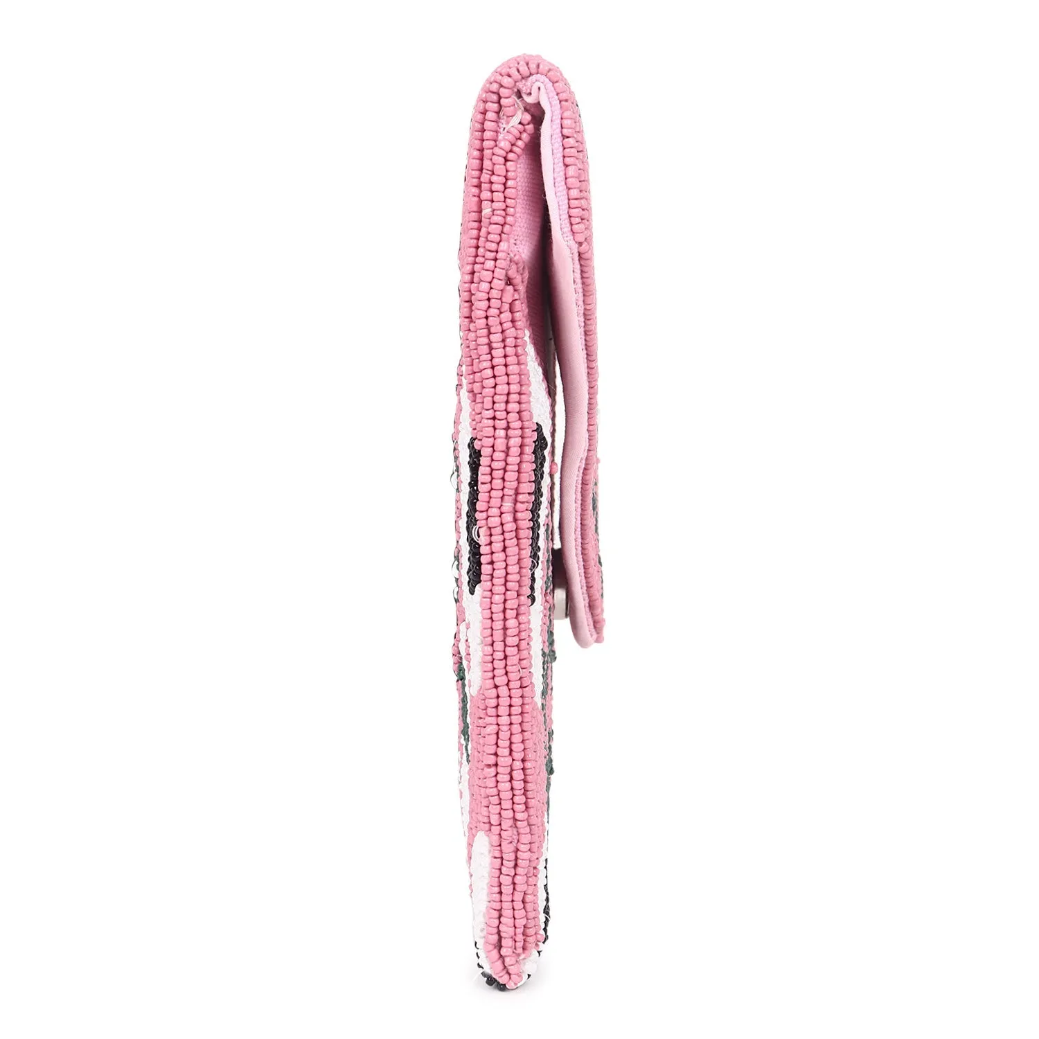 Pink beaded clutch bag