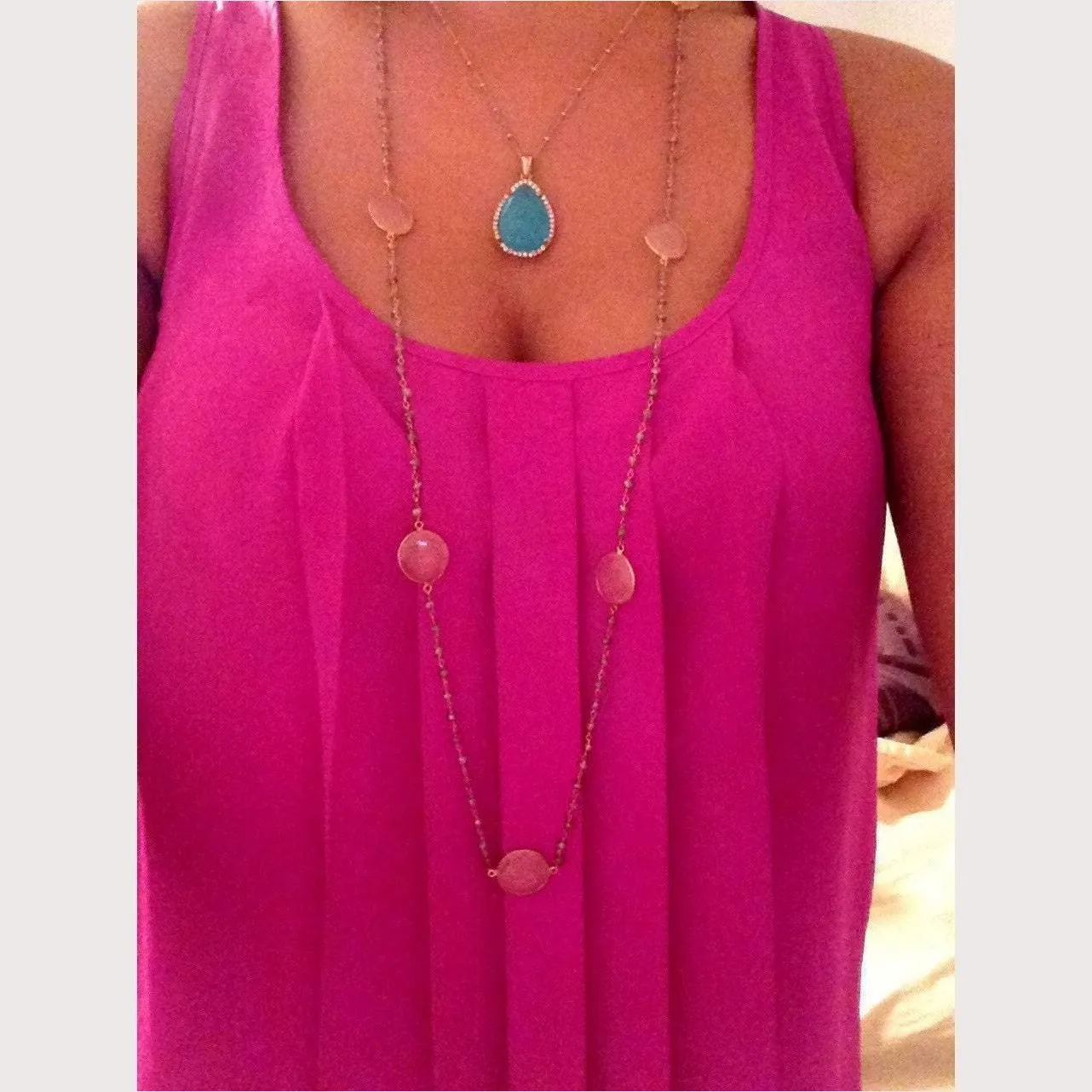 Pink Quartz Bead Necklace