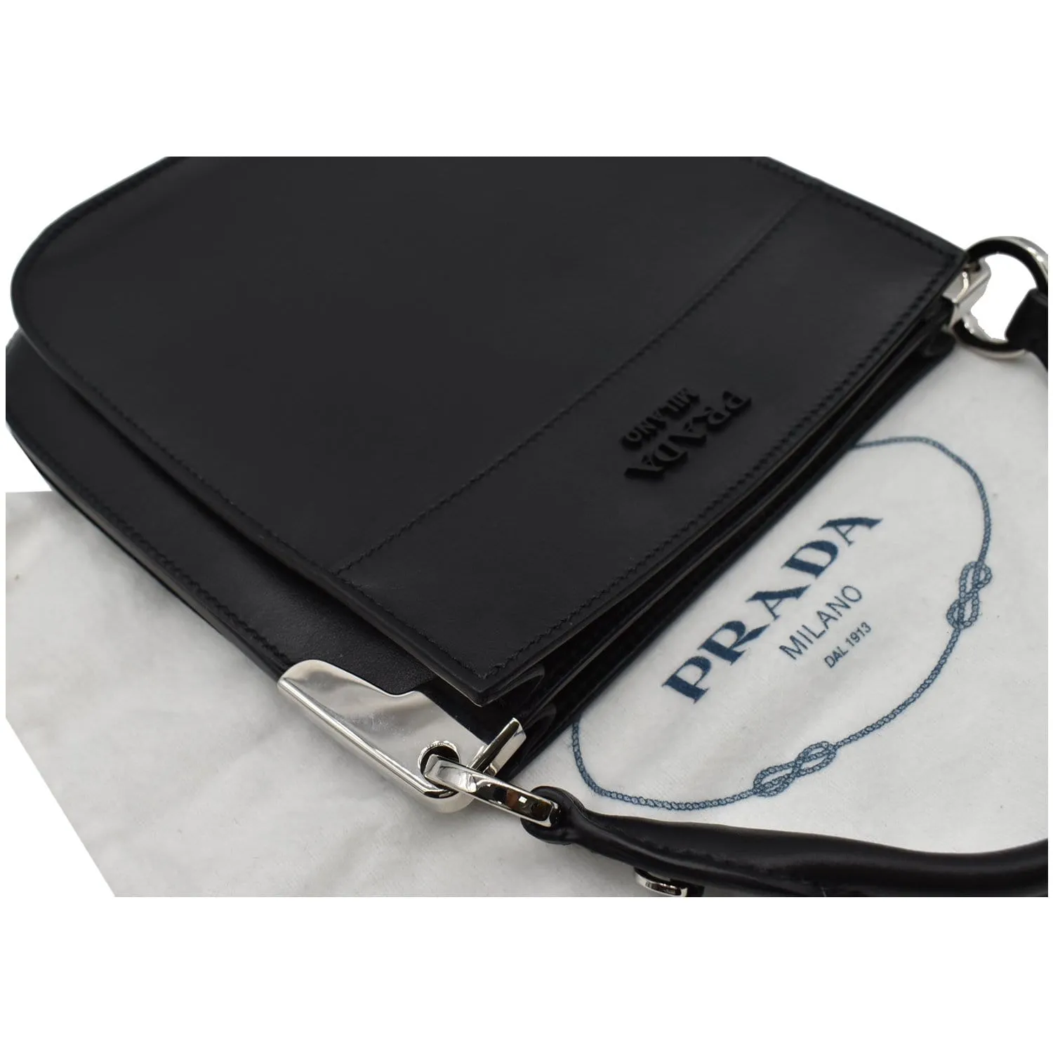 PRADA City Margit 1BC076 Calf Leather Satchel Bag Black