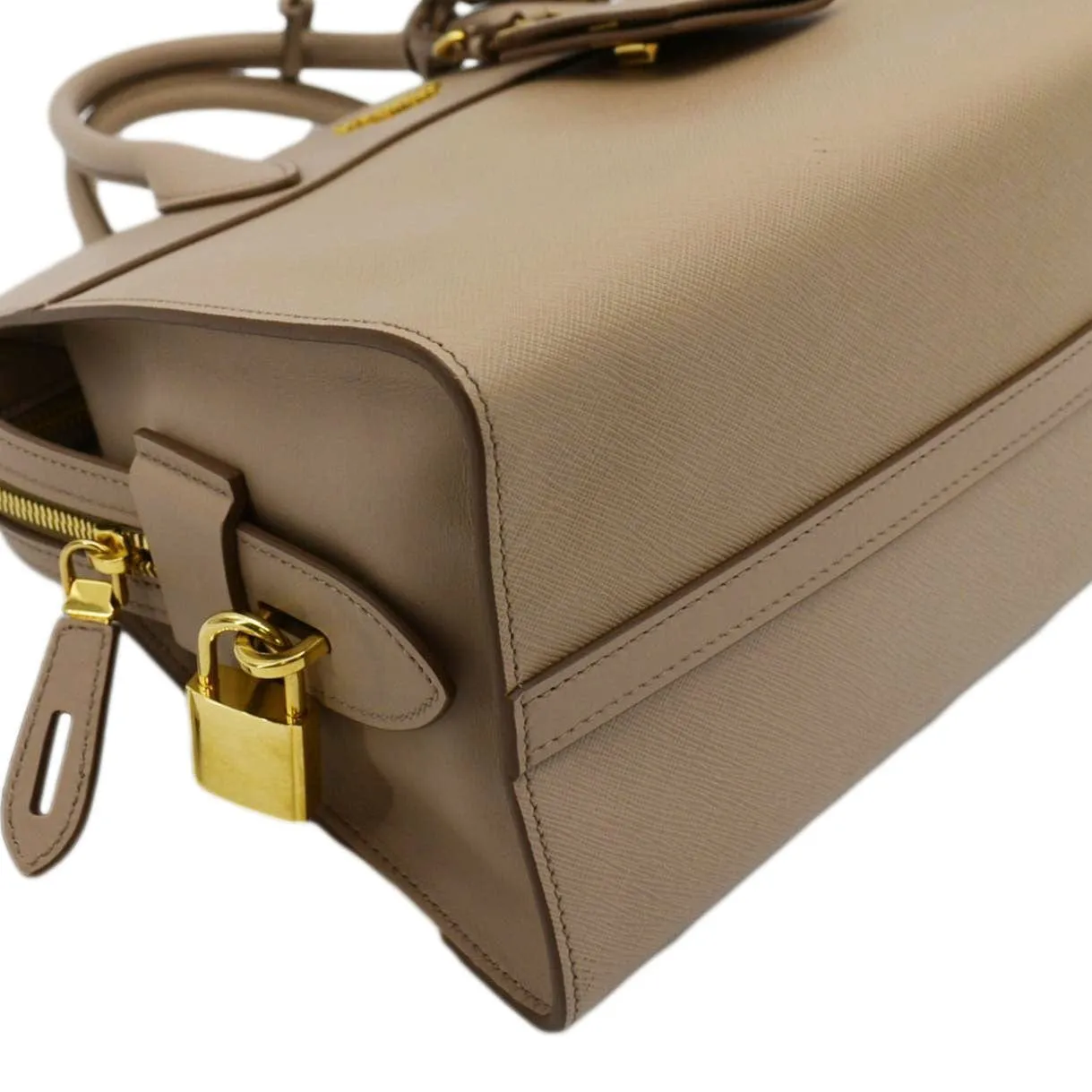 PRADA Esplanade Medium Saffiano Leather Shoulder Bag Beige