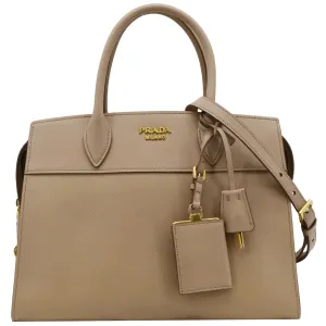 PRADA Esplanade Medium Saffiano Leather Shoulder Bag Beige
