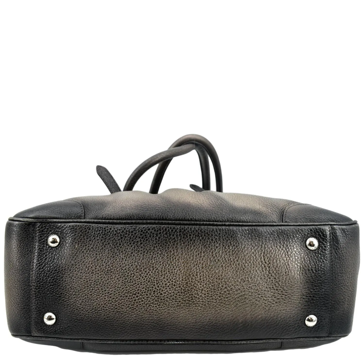PRADA Gradient Antik Frame Leather Satchel Bag Bronze Metallic