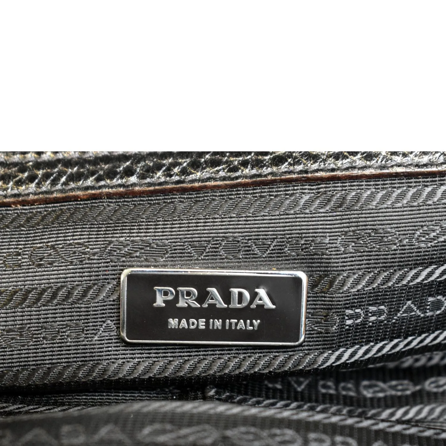 PRADA Gradient Antik Frame Leather Satchel Bag Bronze Metallic