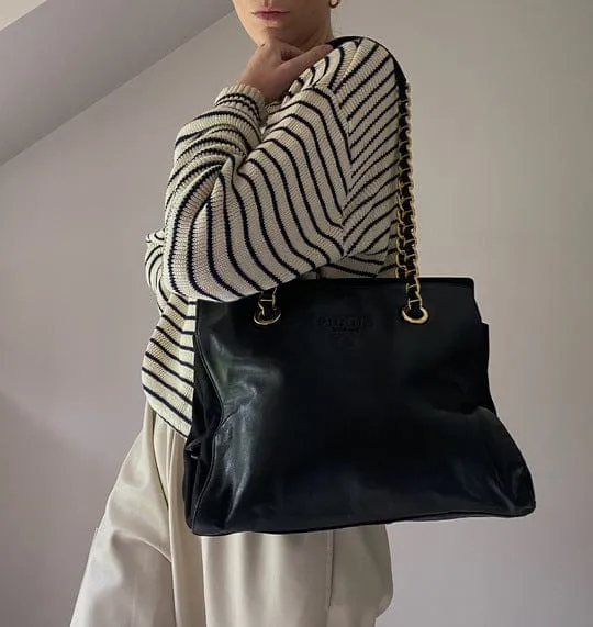 Prada Leather Tote with Chain Handle