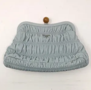 Prada Light Blue Leather Gauffre Napa Clutch