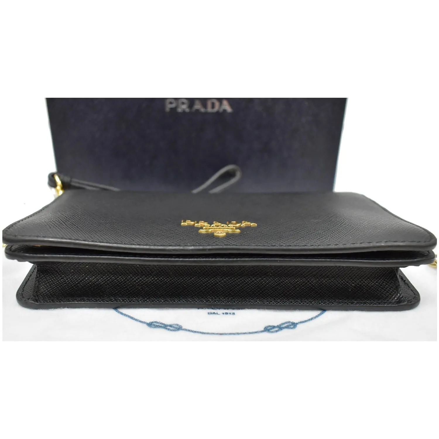 PRADA Mini Saffiano Leather Chain Shoulder Bag Black