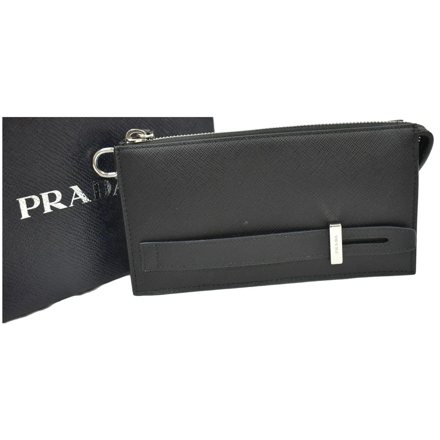 PRADA Saffiano Leather Phone Pouch Bag Black - 10% OFF