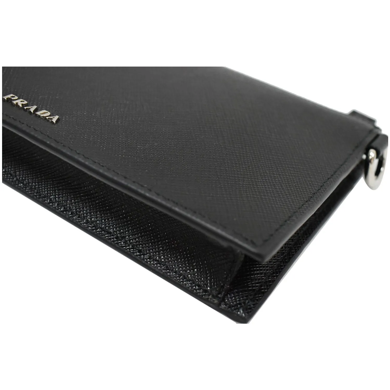 PRADA Saffiano Leather Phone Pouch Bag Black - 10% OFF