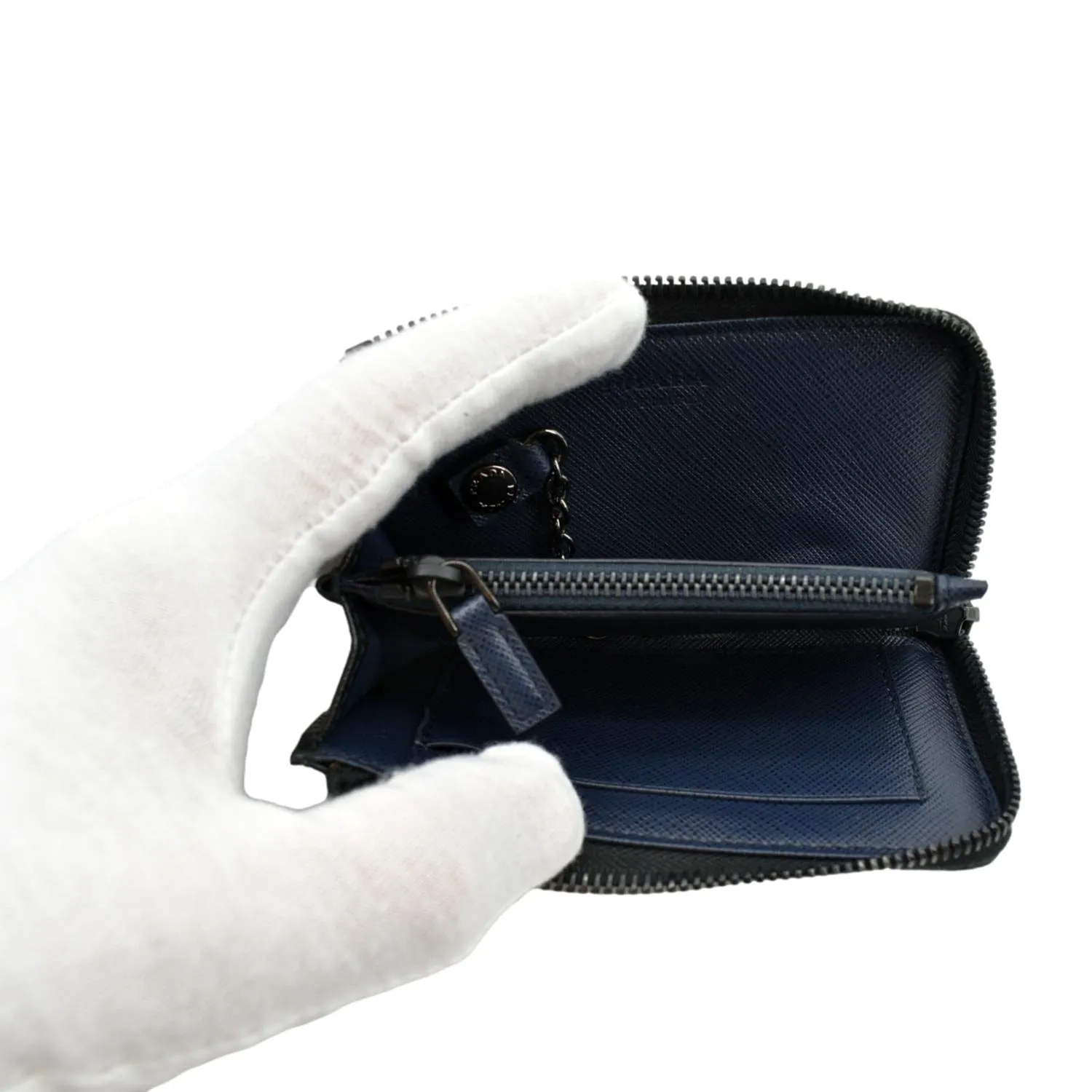 PRADA Saffiano Leather Zip Pouch Black