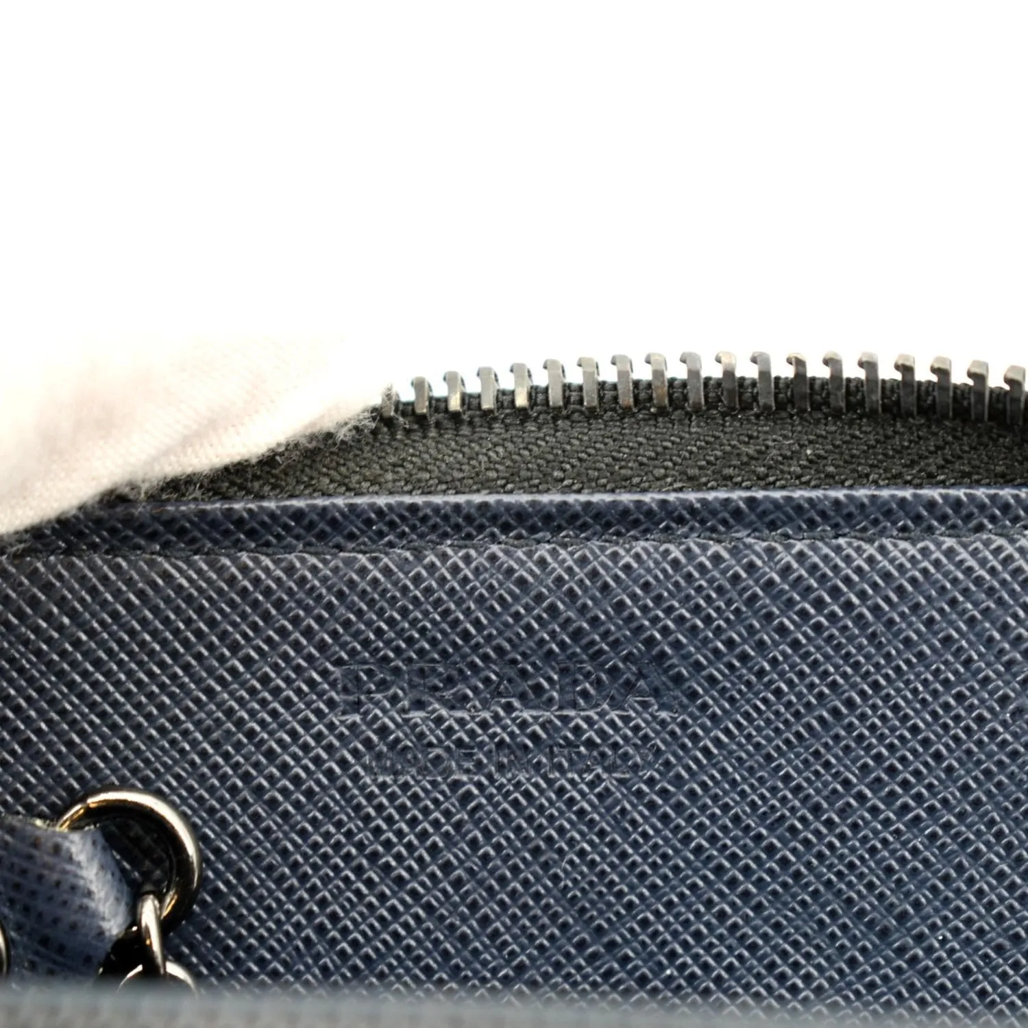 PRADA Saffiano Leather Zip Pouch Black