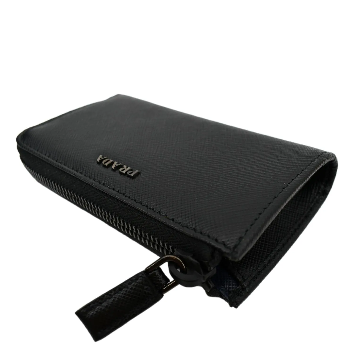 PRADA Saffiano Leather Zip Pouch Black