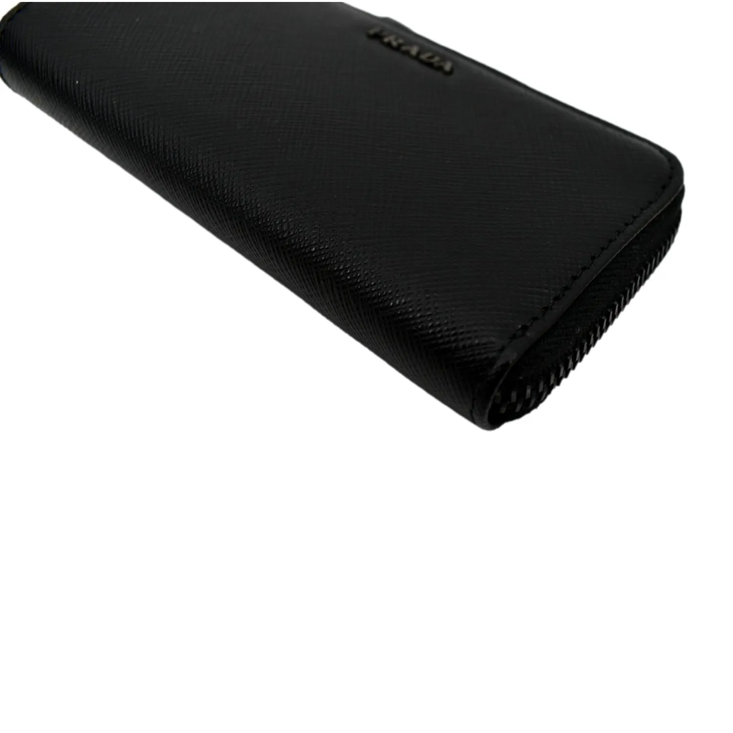 PRADA Saffiano Leather Zip Pouch Black
