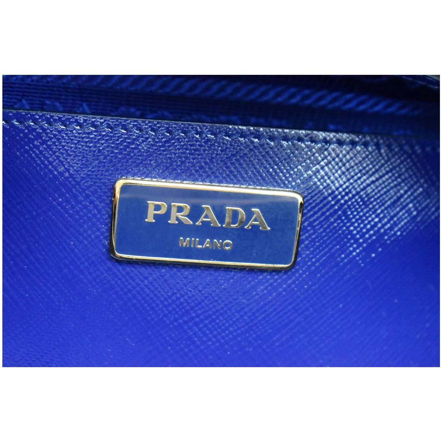 PRADA Vernice BL0837 Saffiano Leather Top Handle Bag Blue
