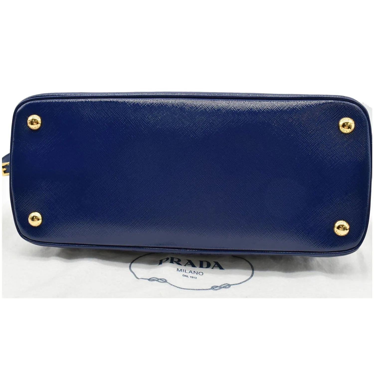 PRADA Vernice BL0837 Saffiano Leather Top Handle Bag Blue