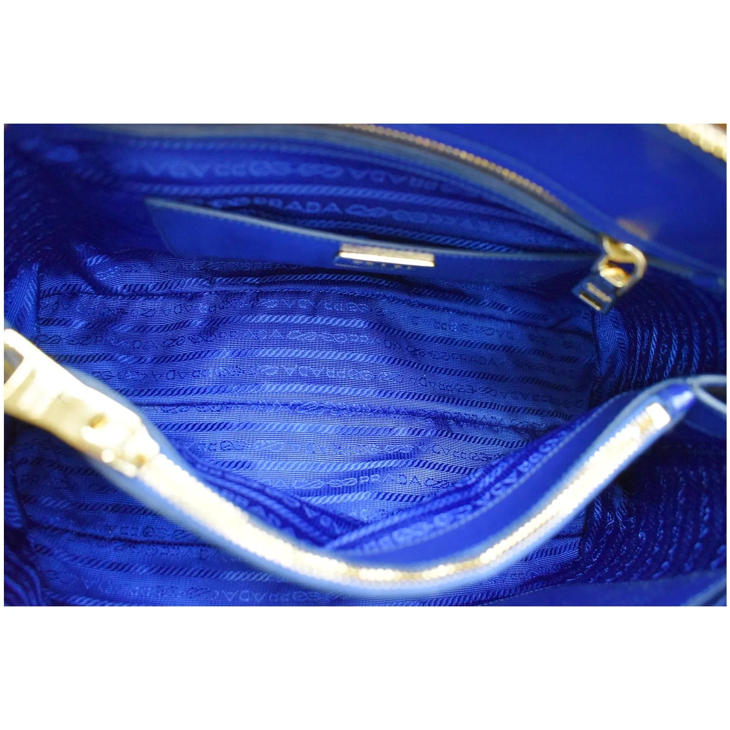 PRADA Vernice BL0837 Saffiano Leather Top Handle Bag Blue
