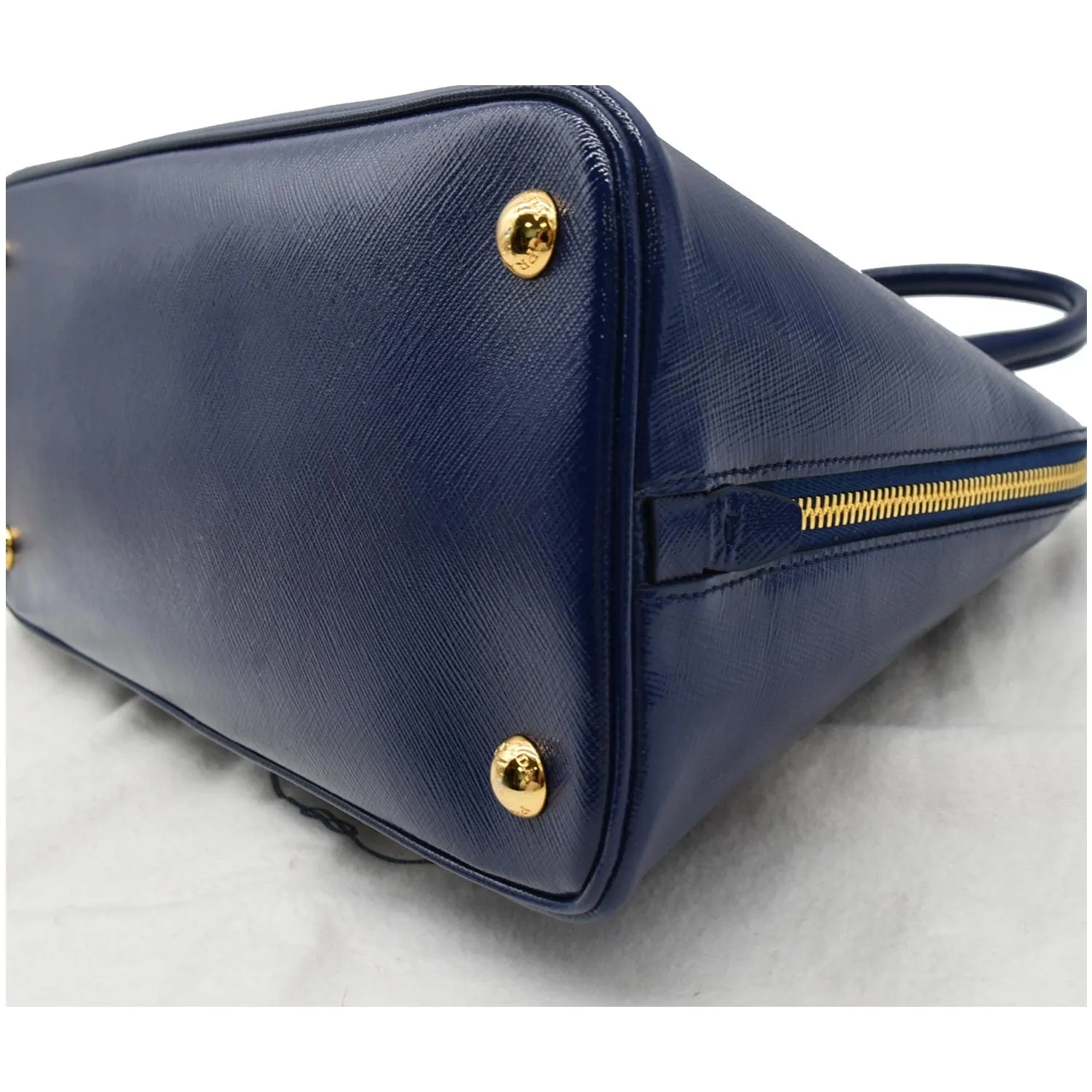 PRADA Vernice BL0837 Saffiano Leather Top Handle Bag Blue