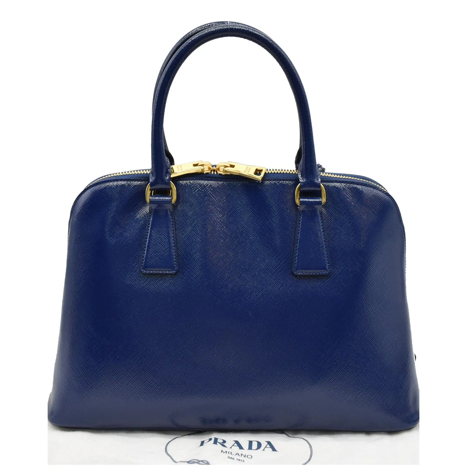 PRADA Vernice BL0837 Saffiano Leather Top Handle Bag Blue