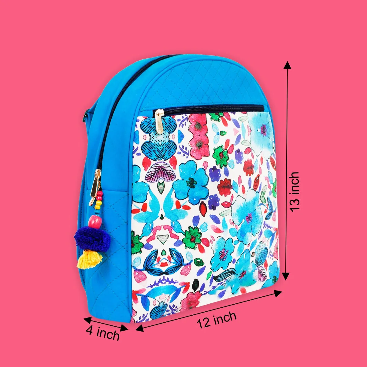 Printed Backpack- Blue Garden
