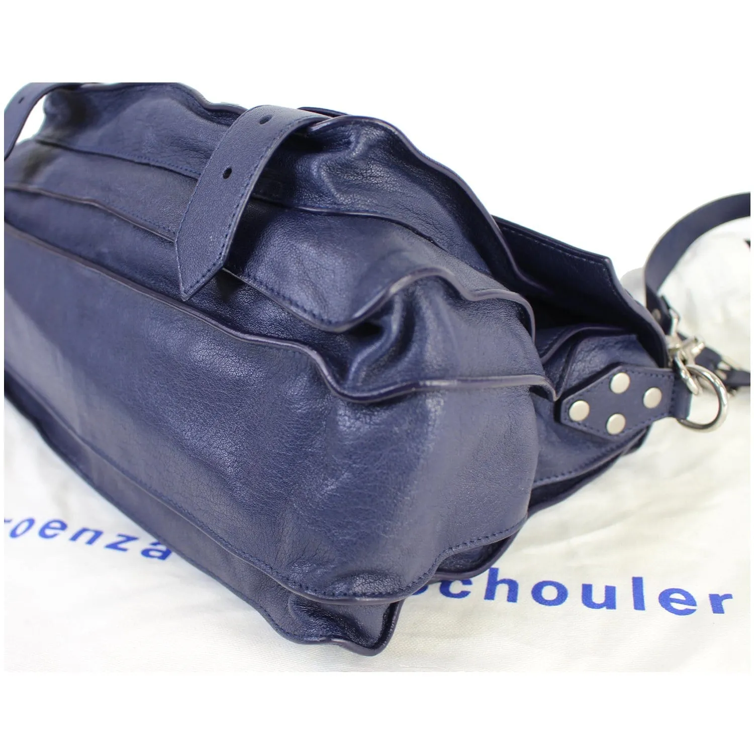 PROENZA SCHOULER Medium PS1 Leather Satchel Shoulder Bag Navy