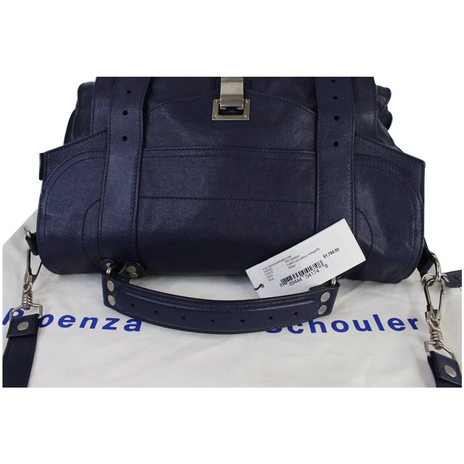PROENZA SCHOULER Medium PS1 Leather Satchel Shoulder Bag Navy