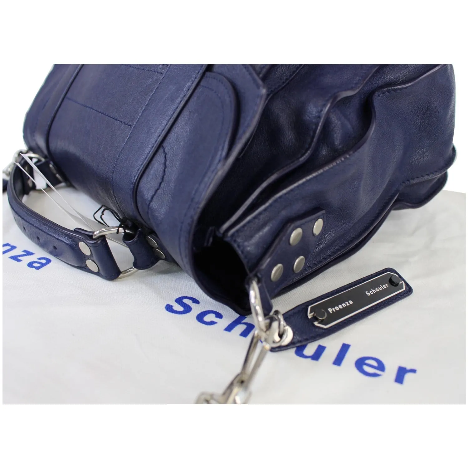 PROENZA SCHOULER Medium PS1 Leather Satchel Shoulder Bag Navy