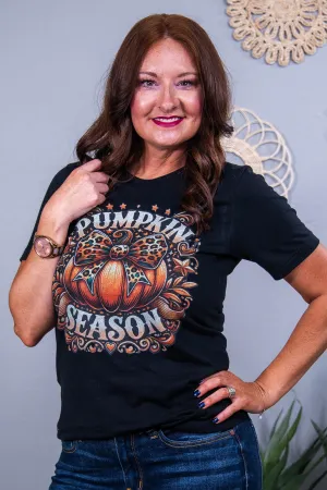 Pumpkin Season Black Graphic Tee - A3606BK