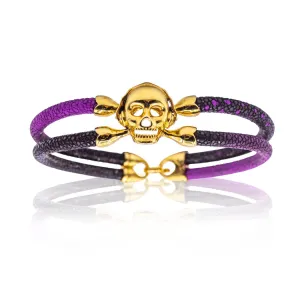 Purple Yellow Neon Painted Stingray Single Skull