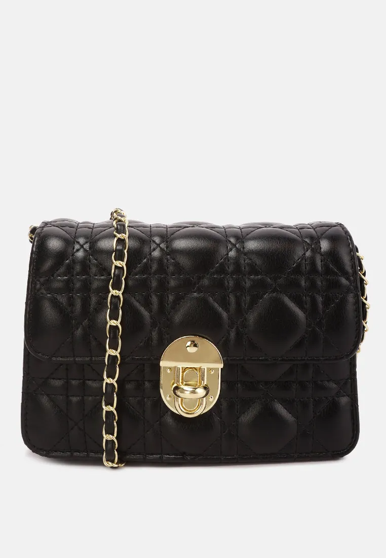 Quilted Metallic Buckle Clutch Bag By Ruw