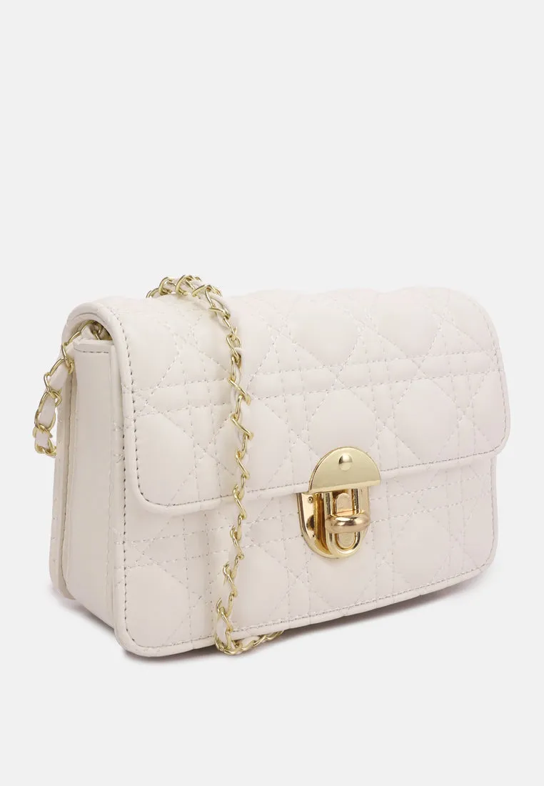 Quilted Metallic Buckle Clutch Bag By Ruw