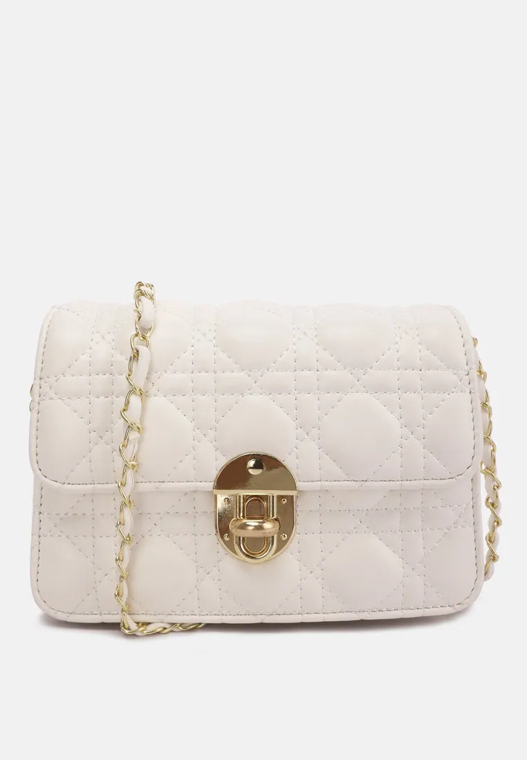 Quilted Metallic Buckle Clutch Bag By Ruw