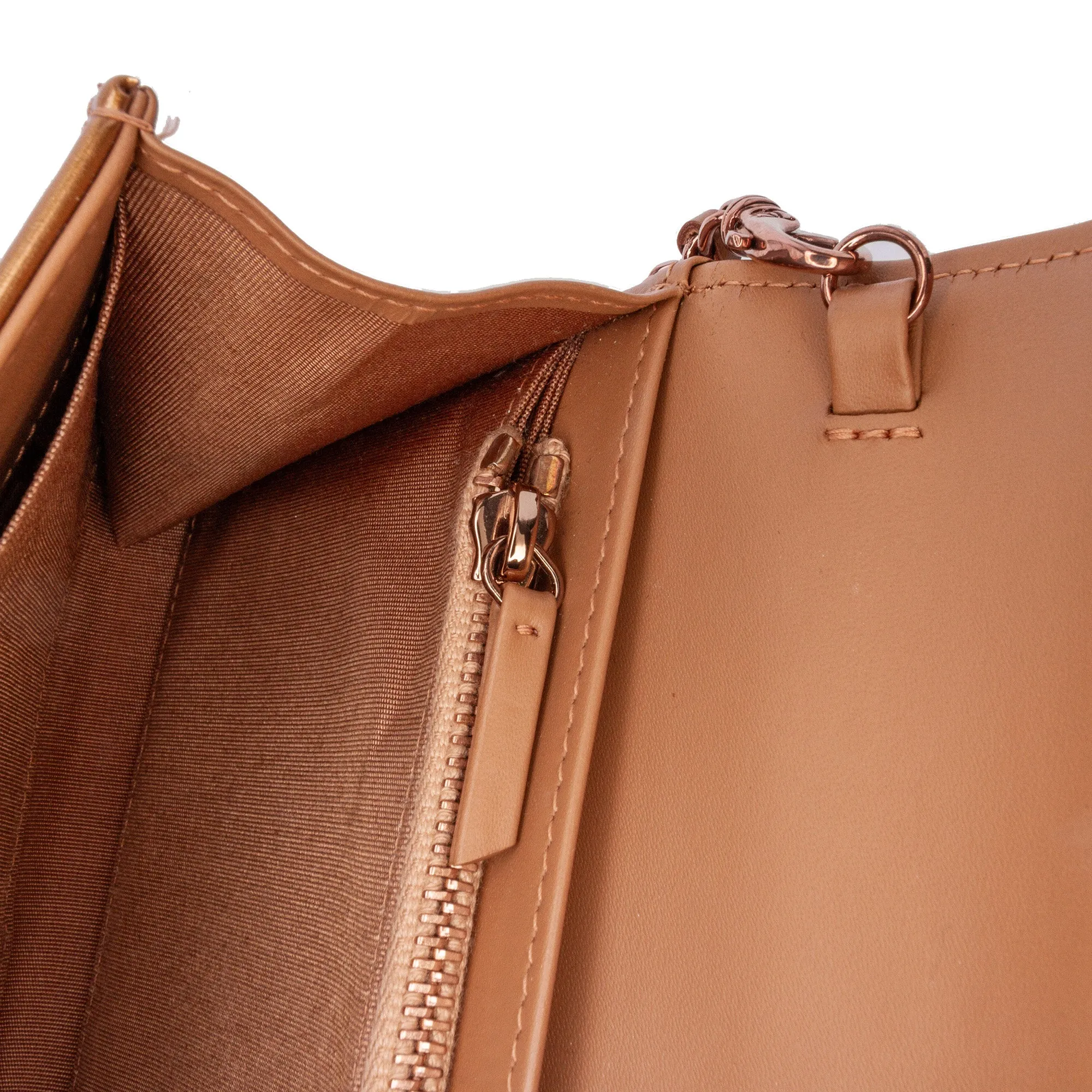Quilted Metallic Patent Golden Class Wallet on Chain