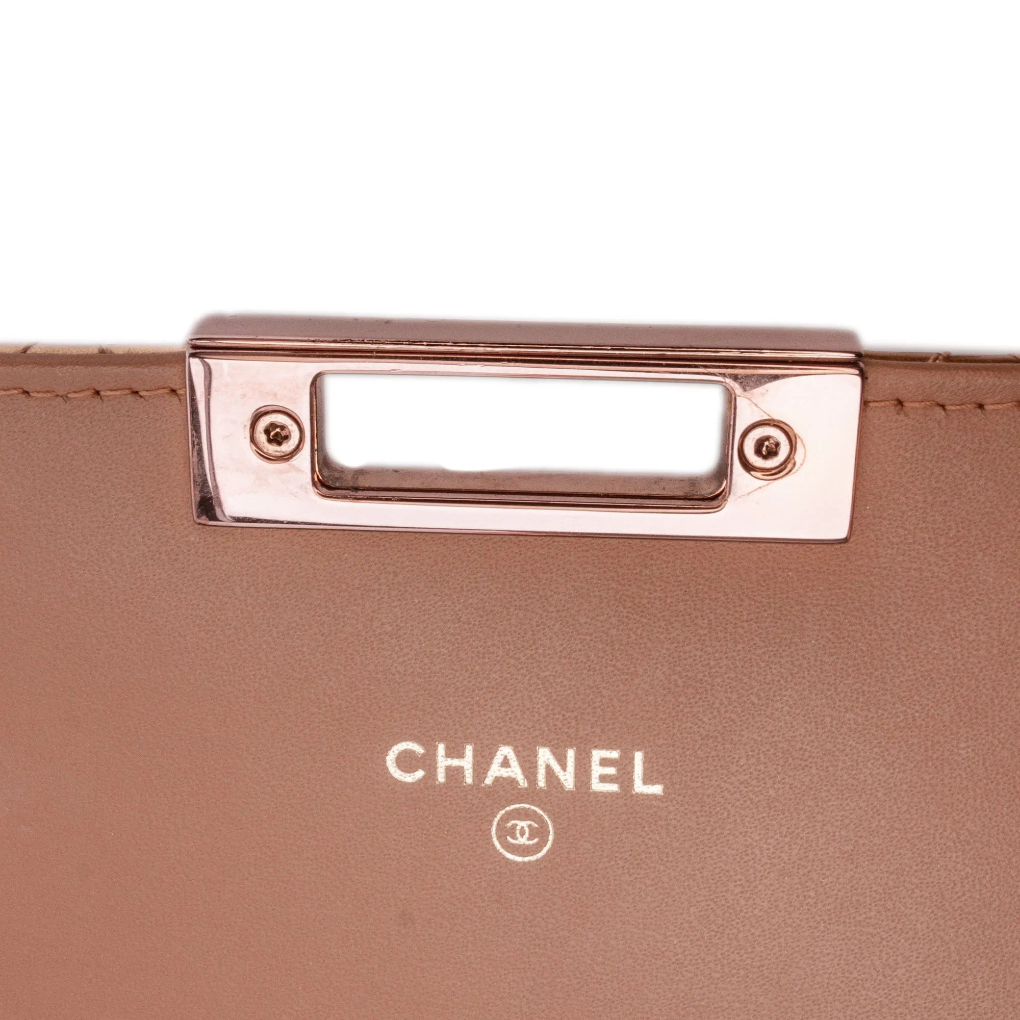 Quilted Metallic Patent Golden Class Wallet on Chain