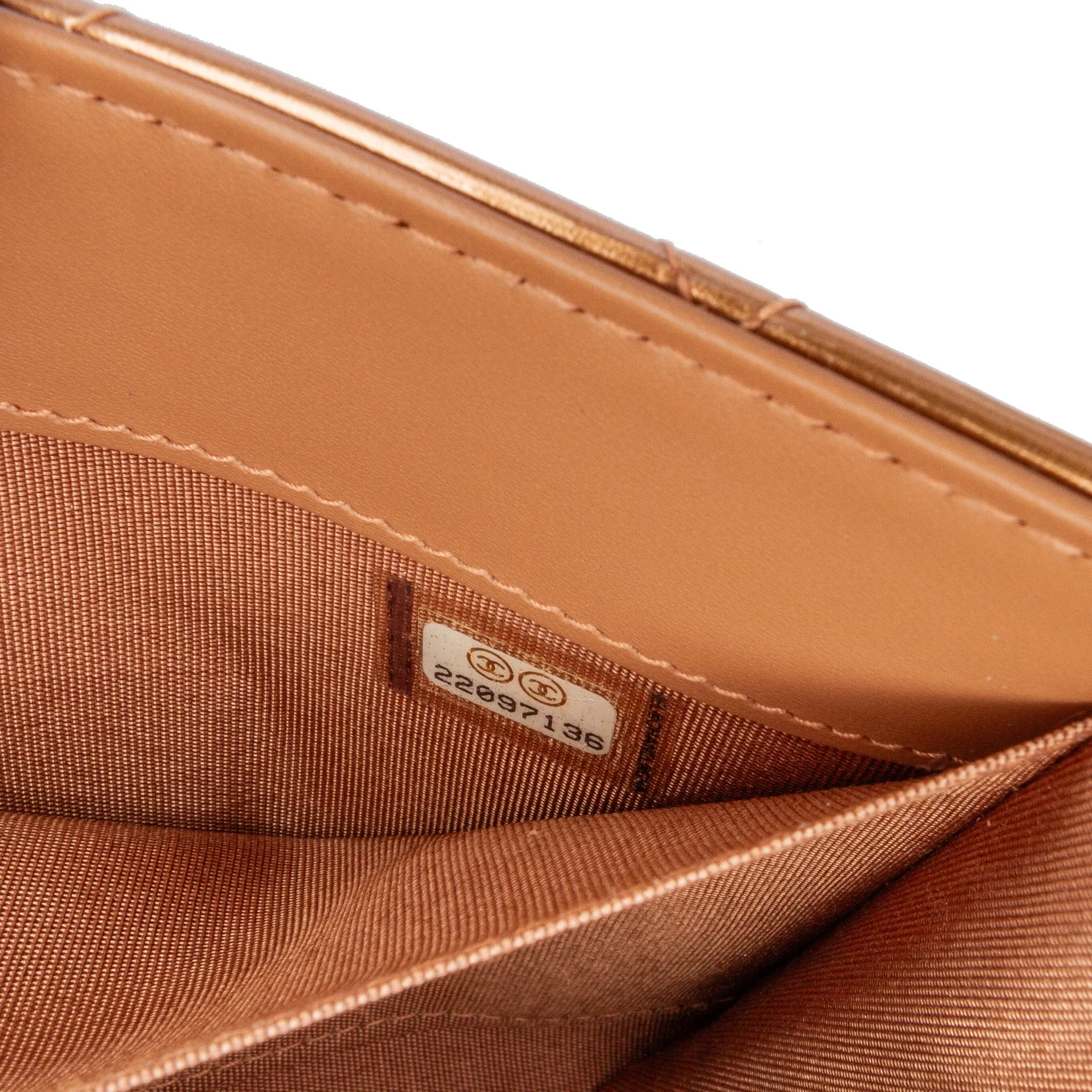 Quilted Metallic Patent Golden Class Wallet on Chain