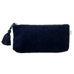 Quilted Velvet Hold Me Clutch - Navy