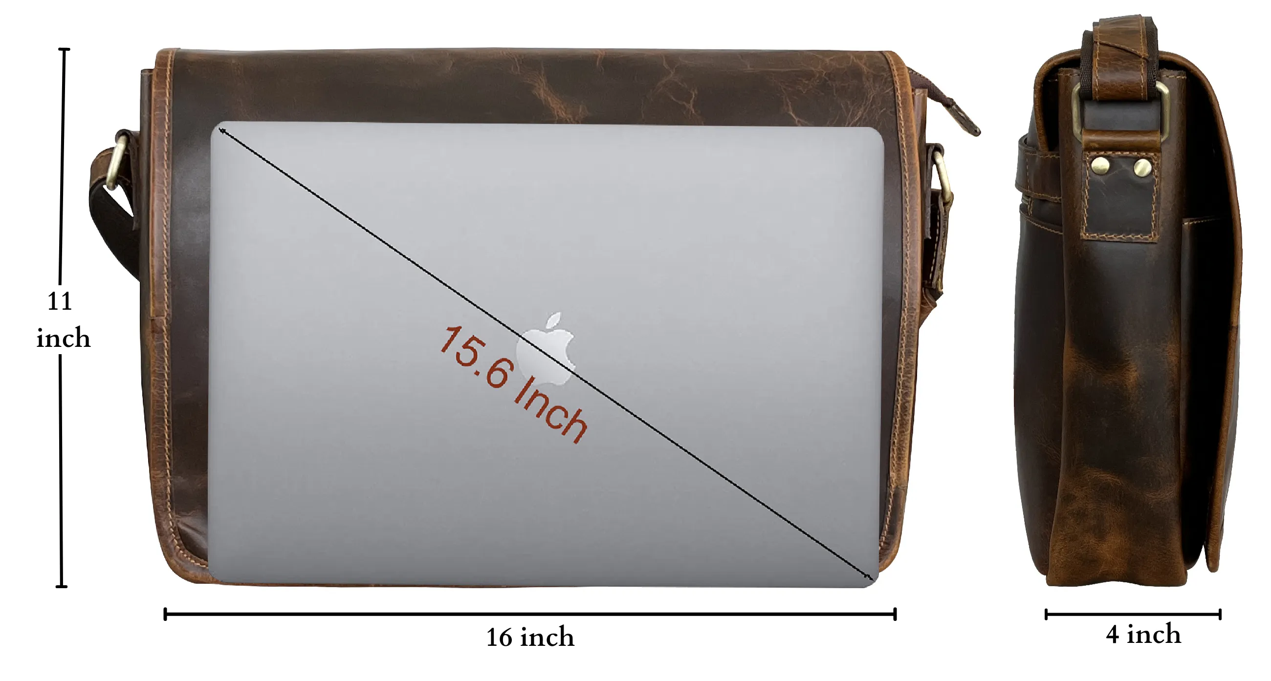 Ranger Buffalo Leather Crossbody Laptop Messenger Bag (Brown)