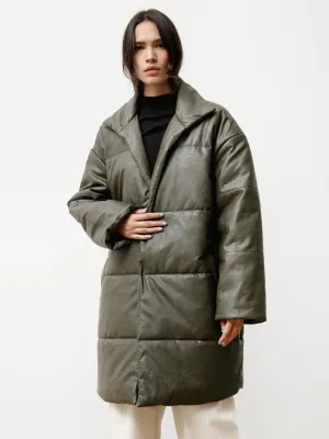 rare earth puffer - vegan leather bonsai green