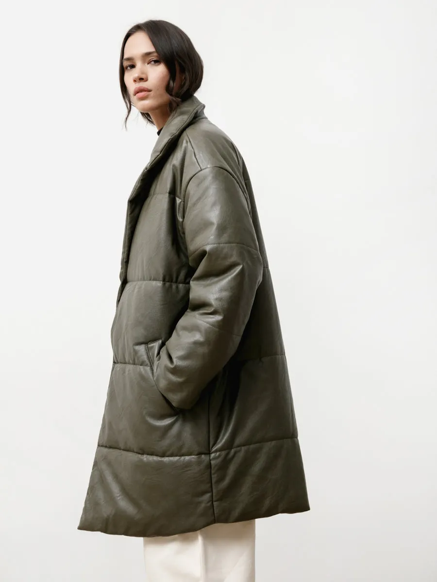 rare earth puffer - vegan leather bonsai green