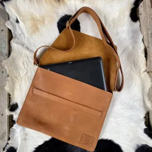 Raw Leather Laptop Sleeve with Strap