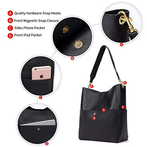 RFID Genuine Soft Leather Designer Handbags Womens Bucket Tote Purses Crossbody Shoulder Bag