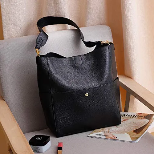 RFID Genuine Soft Leather Designer Handbags Womens Bucket Tote Purses Crossbody Shoulder Bag