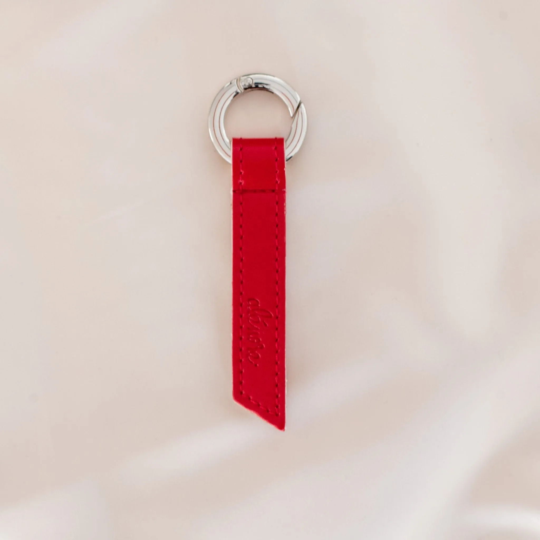 Ribbon Vegan Apple Leather Key Ring | Red & Nude
