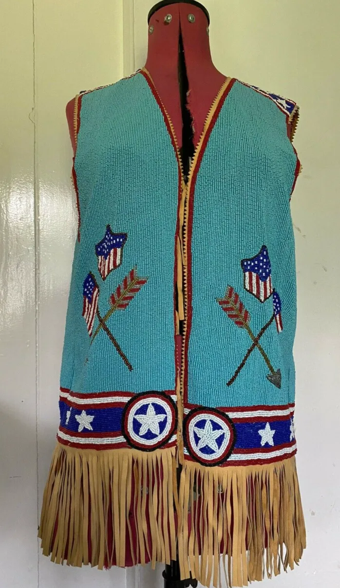 Ropa Hairston Roberson Beaded Vest American Indian Horse Stars Fringe