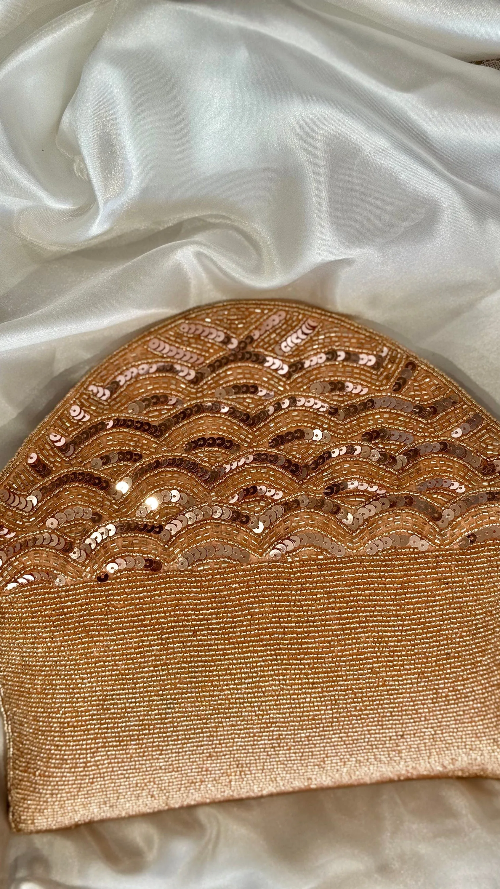 Rose Gold Sequin and Bead Embellished Clutch | Handmade Evening Wristlet | Envelope Evening Bag | Bridal Clutch | Shoulder Bag | Crossbody