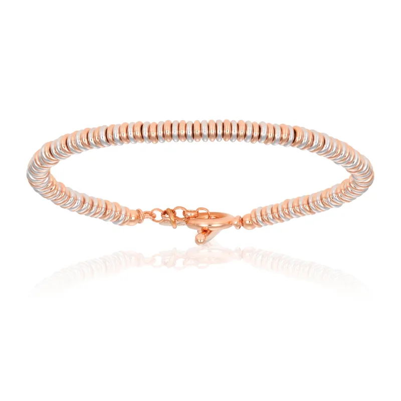 Rose Gold with White Gold Small Beaded Bracelet