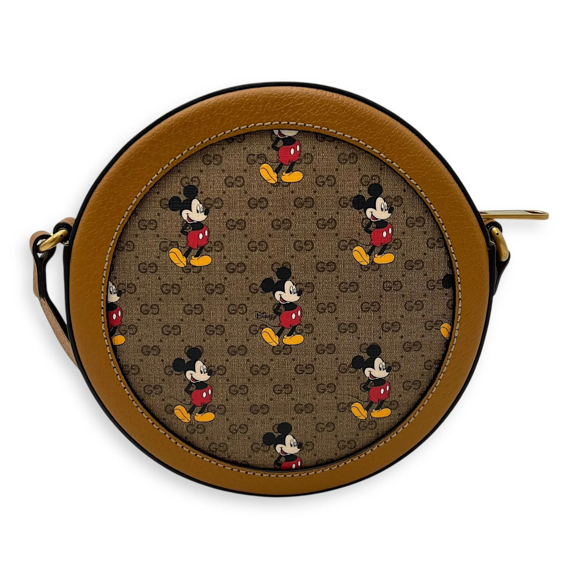 Round Interlocking x Disney Shoulder Bag Brown in Coated Canvas, Gold hardware