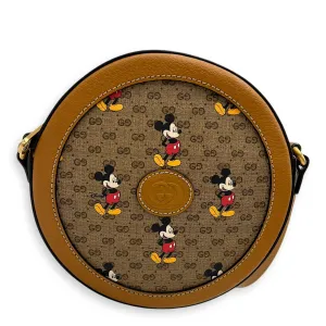 Round Interlocking x Disney Shoulder Bag Brown in Coated Canvas, Gold hardware