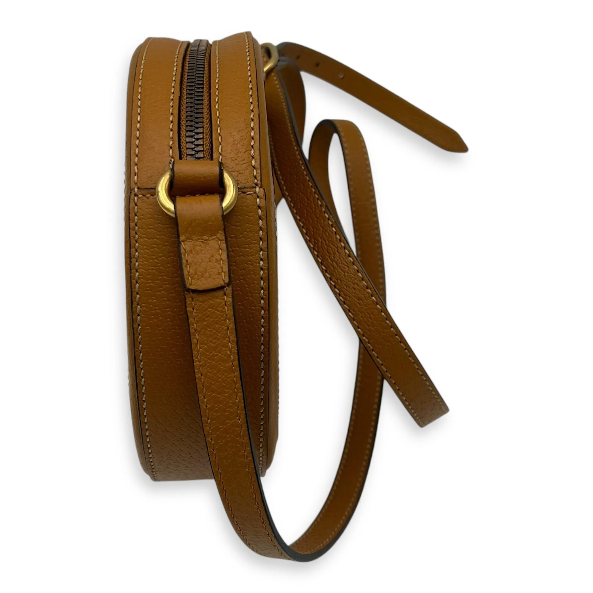 Round Interlocking x Disney Shoulder Bag Brown in Coated Canvas, Gold hardware