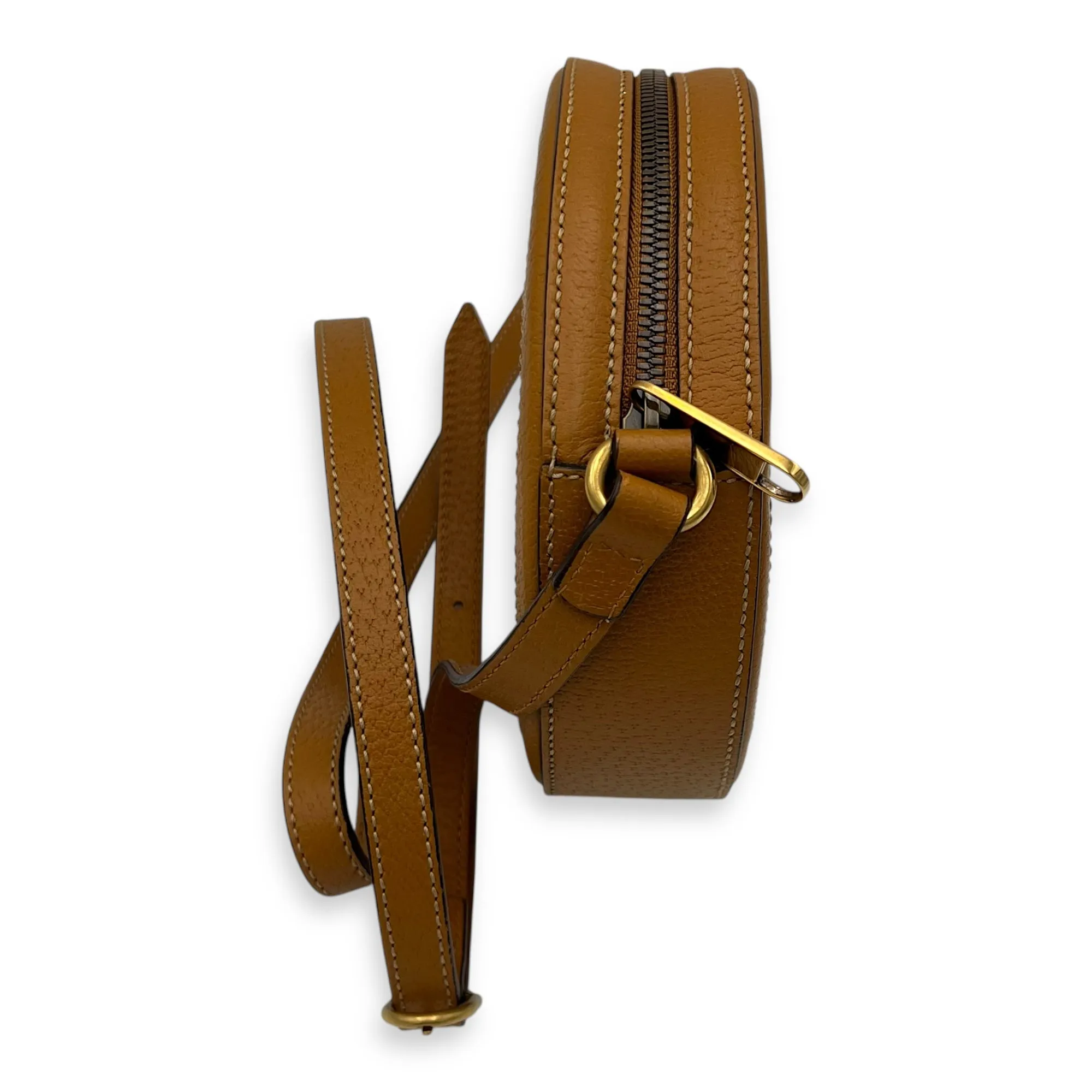 Round Interlocking x Disney Shoulder Bag Brown in Coated Canvas, Gold hardware